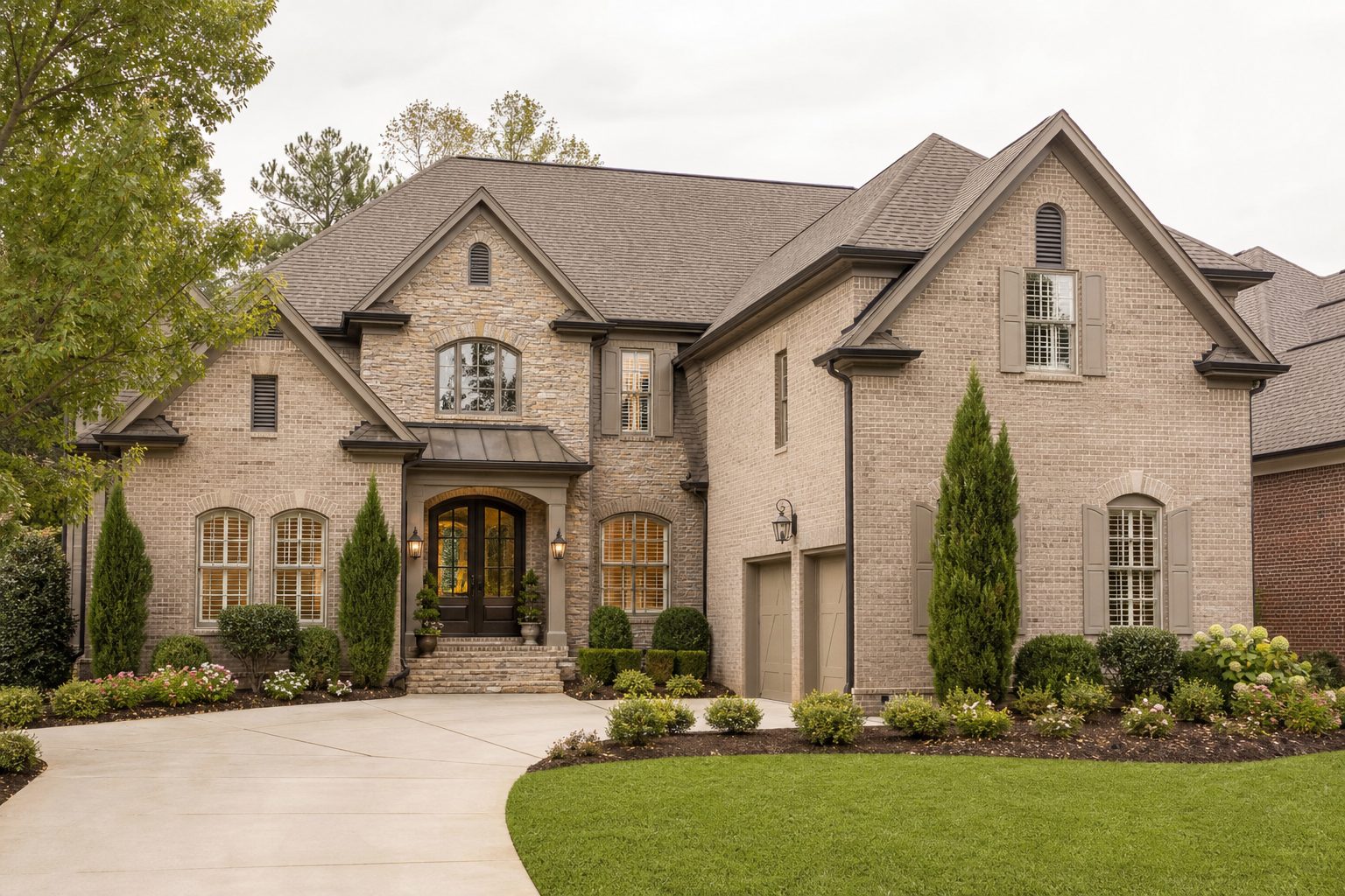 Concept image of a traditional North Fulton County brick and stone home exterior